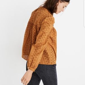 NWOT Madewell eyelet tie detail top
